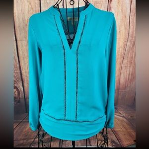 MICHEAL Micheal Kors Teal Long Sleeve Blouse size L